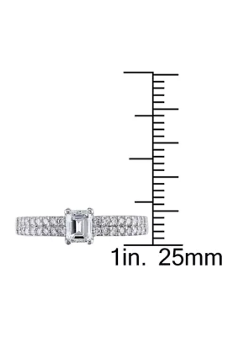 3/4 CT TW Emerald Cut Diamond Engagement Ring 14k White Gold
