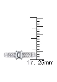 3/4 CT TW Emerald Cut Diamond Engagement Ring 14k White Gold