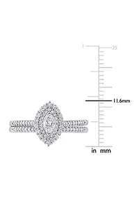 1/2 CT TW Marquise & Round Diamond Double Halo Cluster Bridal Set 14k White Gold