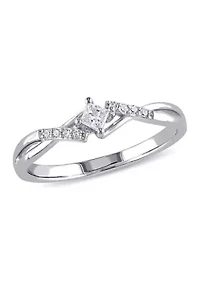 1/7 CT TW Princess Cut Diamond Engagement Ring 10k White Gold