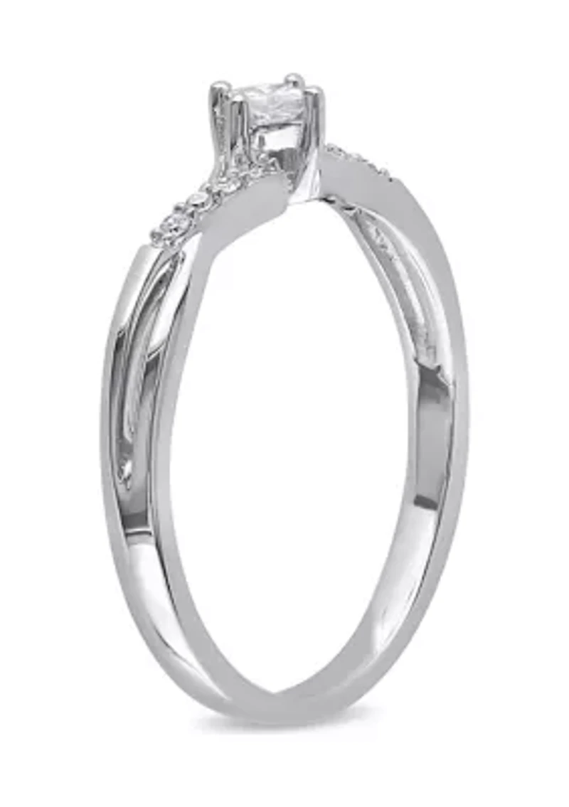 1/7 CT TW Princess Cut Diamond Engagement Ring 10k White Gold