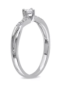 1/7 CT TW Princess Cut Diamond Engagement Ring 10k White Gold