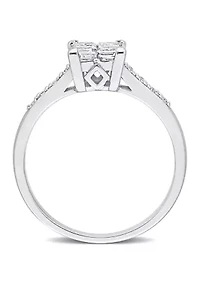 5/8 CT TW Princess and Round-Cut Diamond Cluster Engagement Ring 10k White Gold