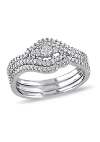 1/2 CT TW Diamond Crossover Multi-Row Bridal Set 10k White Gold
