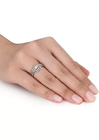 1/2 CT TW Diamond Crossover Multi-Row Bridal Set 10k White Gold