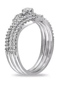 1/2 CT TW Diamond Crossover Multi-Row Bridal Set 10k White Gold