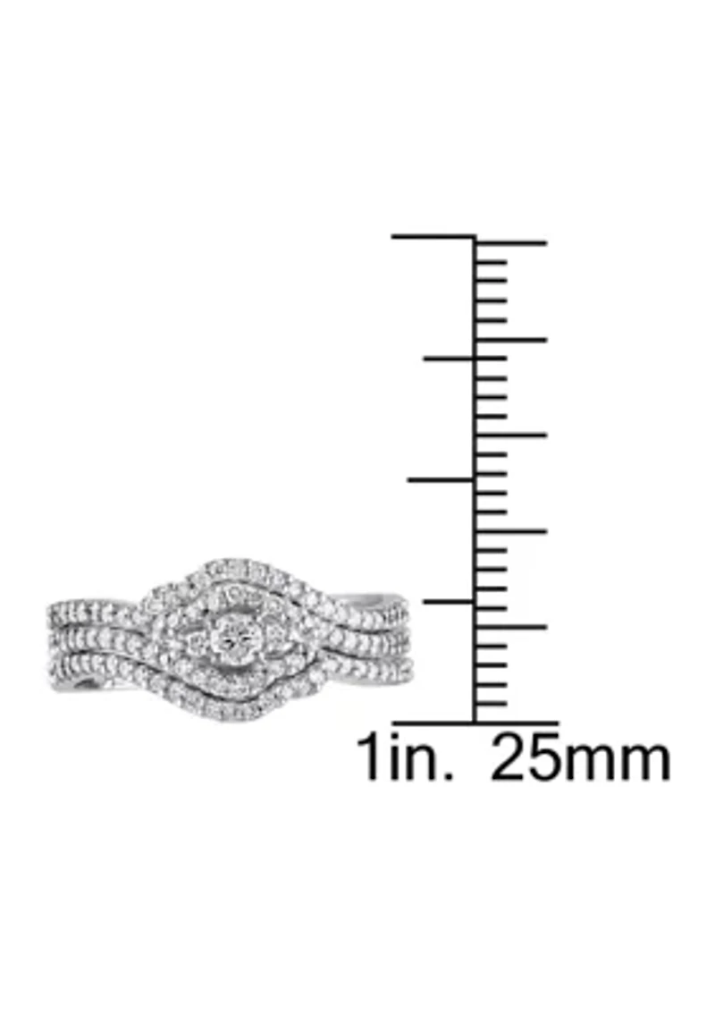 1/2 CT TW Diamond Crossover Multi-Row Bridal Set 10k White Gold