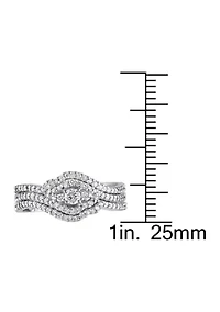 1/2 CT TW Diamond Crossover Multi-Row Bridal Set 10k White Gold