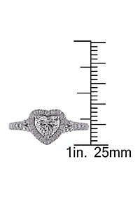 1 1/10 CT TW Diamond Heart Halo Engagement Ring 14k White Gold