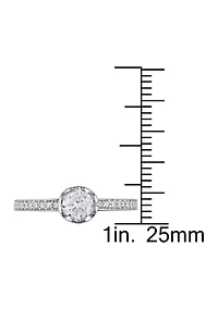 5/8 CT TW Diamond Floral Raised Engagement Ring with Heart Design Gallery 14k White Gold