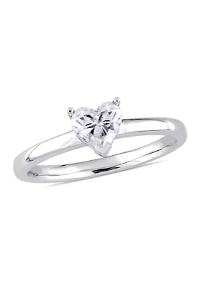 1/2 CT TW Heart-Cut Diamond Solitaire Engagement Ring 14k White Gold