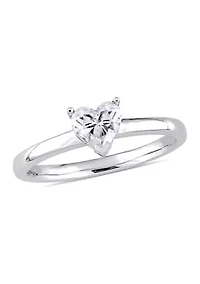1/2 CT TW Heart-Cut Diamond Solitaire Engagement Ring 14k White Gold