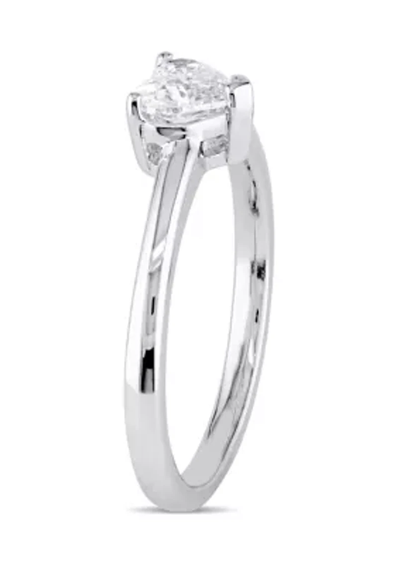 1/2 CT TW Heart-Cut Diamond Solitaire Engagement Ring 14k White Gold