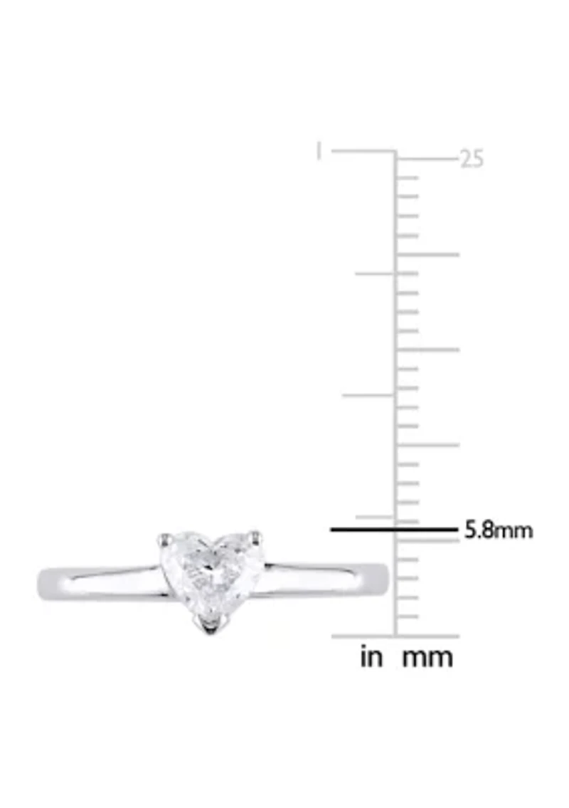 1/2 CT TW Heart-Cut Diamond Solitaire Engagement Ring 14k White Gold