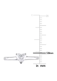 1/2 CT TW Heart-Cut Diamond Solitaire Engagement Ring 14k White Gold