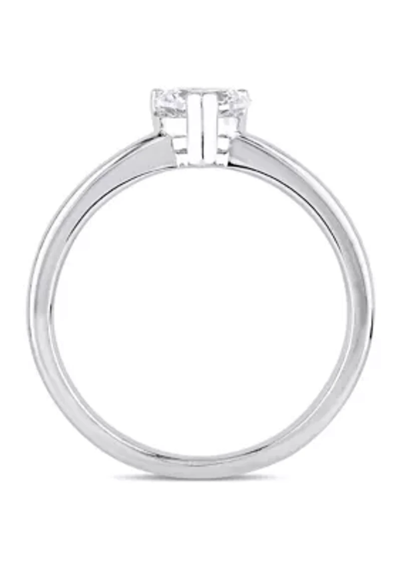 1/2 CT TW Heart-Cut Diamond Solitaire Engagement Ring 14k White Gold