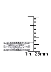 5/8 CT TW Princess Cut and Round Diamond 3-Piece Split Shank Bridal Set of Stacking Rings 10k White Gold