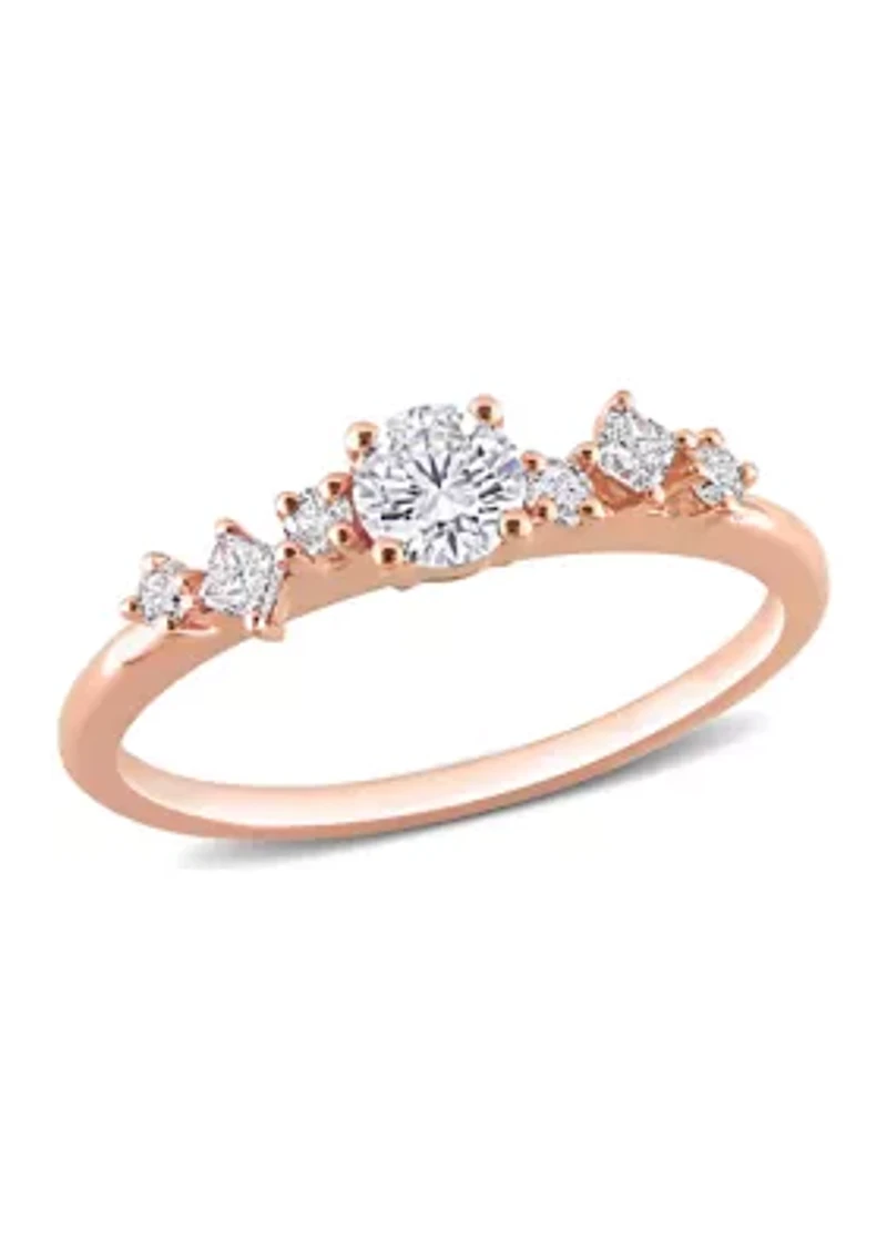 1/2 CT TDW Diamond Semi-Eternity Ring 14k Rose Gold