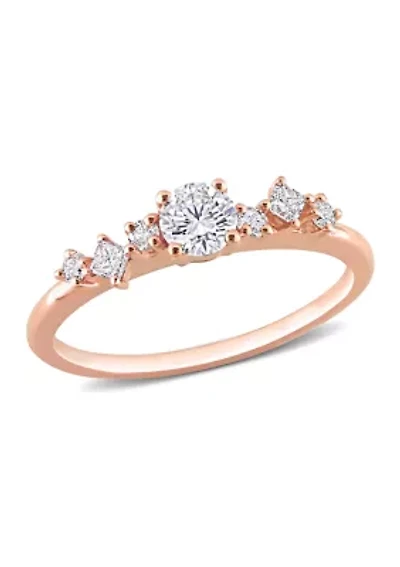 1/2 CT TDW Diamond Semi-Eternity Ring 14k Rose Gold