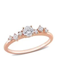 1/2 CT TDW Diamond Semi-Eternity Ring 14k Rose Gold