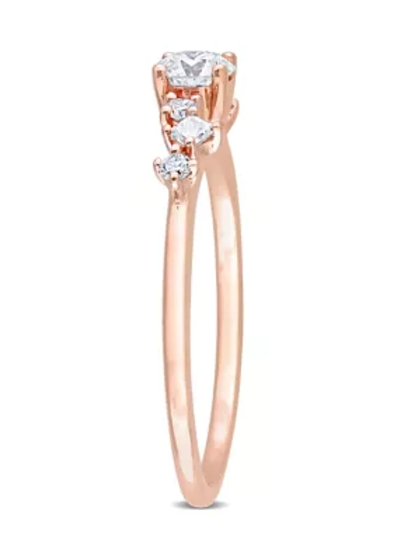 1/2 CT TDW Diamond Semi-Eternity Ring 14k Rose Gold