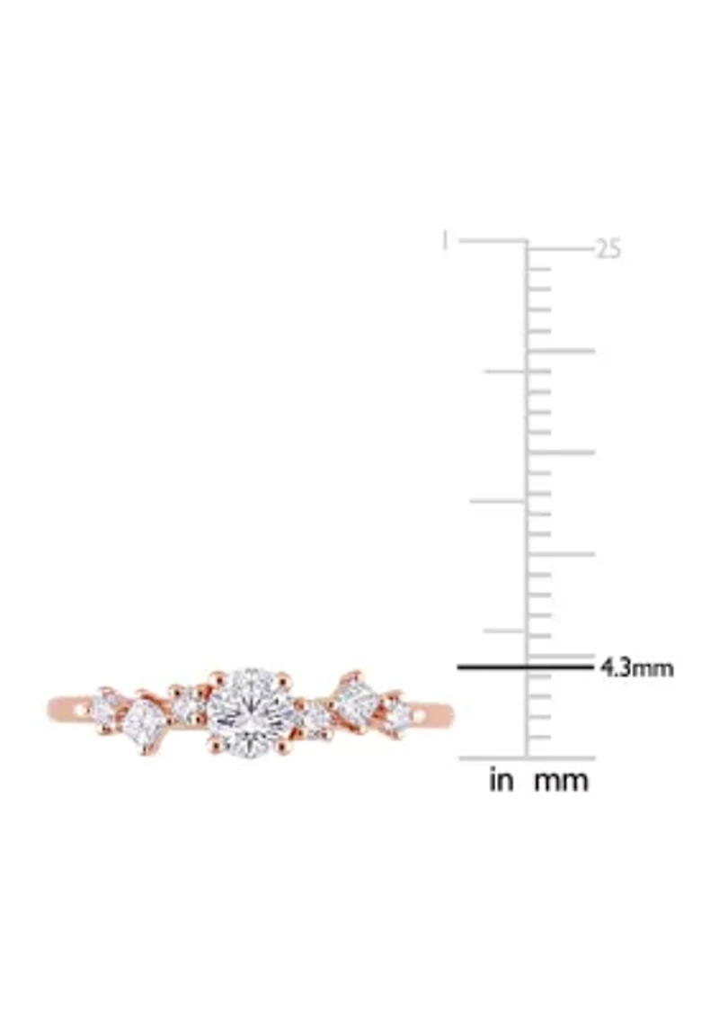 1/2 CT TDW Diamond Semi-Eternity Ring 14k Rose Gold