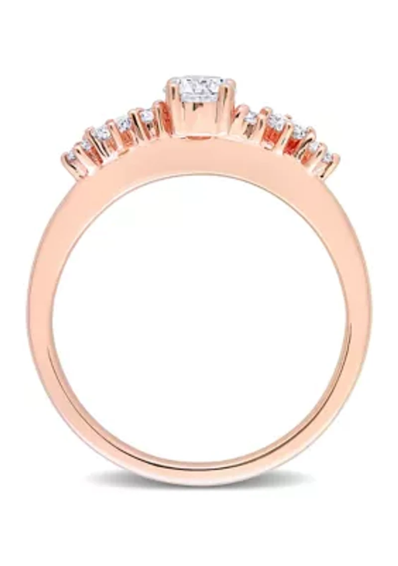 1/2 CT TDW Diamond Semi-Eternity Ring 14k Rose Gold