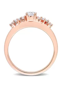1/2 CT TDW Diamond Semi-Eternity Ring 14k Rose Gold