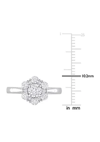 1 CT TW Diamond Cluster Engagement Ring 14k White Gold
