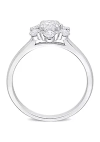 1 CT TW Diamond Cluster Engagement Ring 14k White Gold