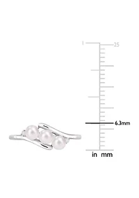 3.5-4mm Freshwater Cultured Pearl and Diamond Accent 3-Stone Bypass Ring Sterling Silver