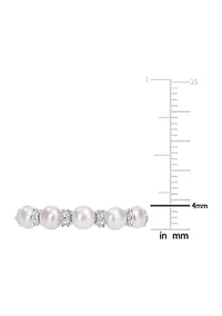 3.5-4mm Cultured Freshwater Pearl and 1/8 CT TGW White Topaz Semi Eternity Ring Sterling Silver