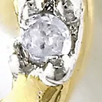 9 - 9.5 MM White Cultured Freshwater Pearl Ring with Diamonds Yellow Plated Sterling Silver