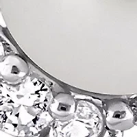 Lab Created Cultured Freshwater Pearl and 1/4 CT TGW White Sapphire Swirl Ring Sterling Silver