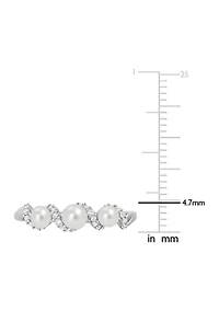 Lab Created Cultured Freshwater Pearl and 1/4 CT TGW White Sapphire Swirl Ring Sterling Silver
