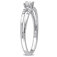 1/6 CT TW Princess Cut Diamond Engagement Ring 10k White Gold