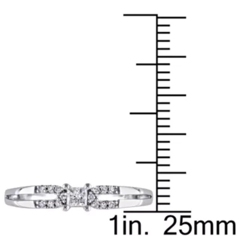 1/6 CT TW Princess Cut Diamond Engagement Ring 10k White Gold
