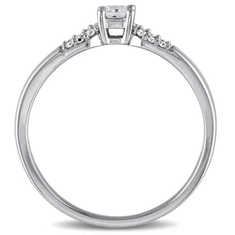 1/6 CT TW Princess Cut Diamond Engagement Ring 10k White Gold