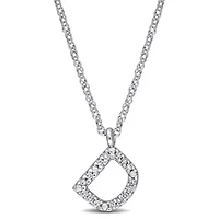 Diamond Accent Initial Pendant with Chain 14K White Gold