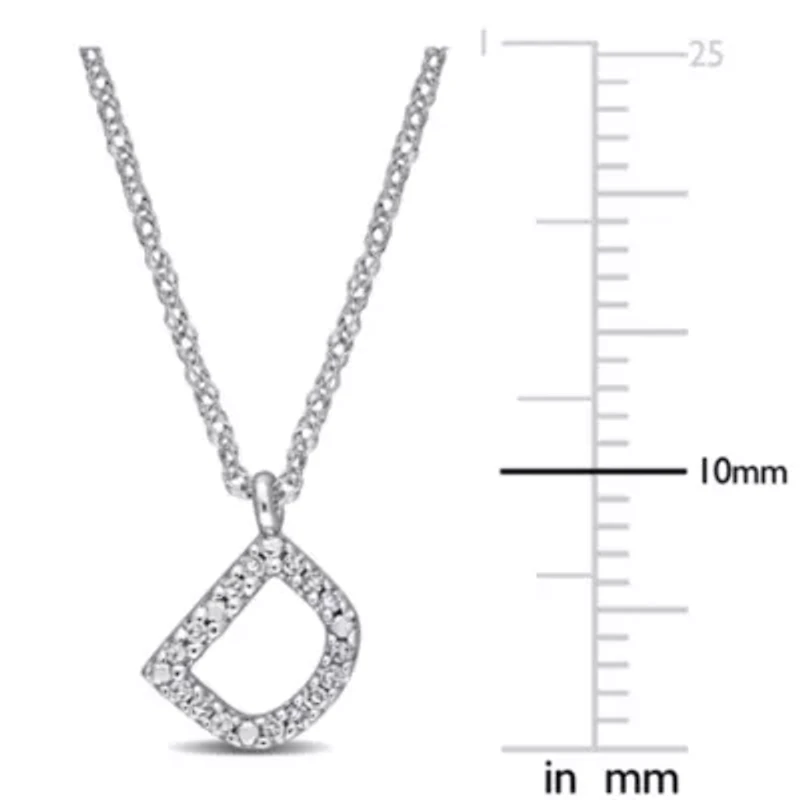 Diamond Accent Initial Pendant with Chain 14K White Gold