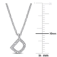 Diamond Accent Initial Pendant with Chain 14K White Gold