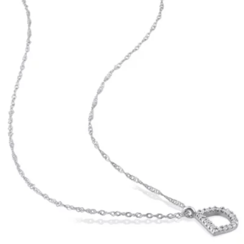 Diamond Accent Initial Pendant with Chain 14K White Gold