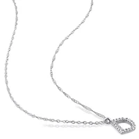Diamond Accent Initial Pendant with Chain 14K White Gold