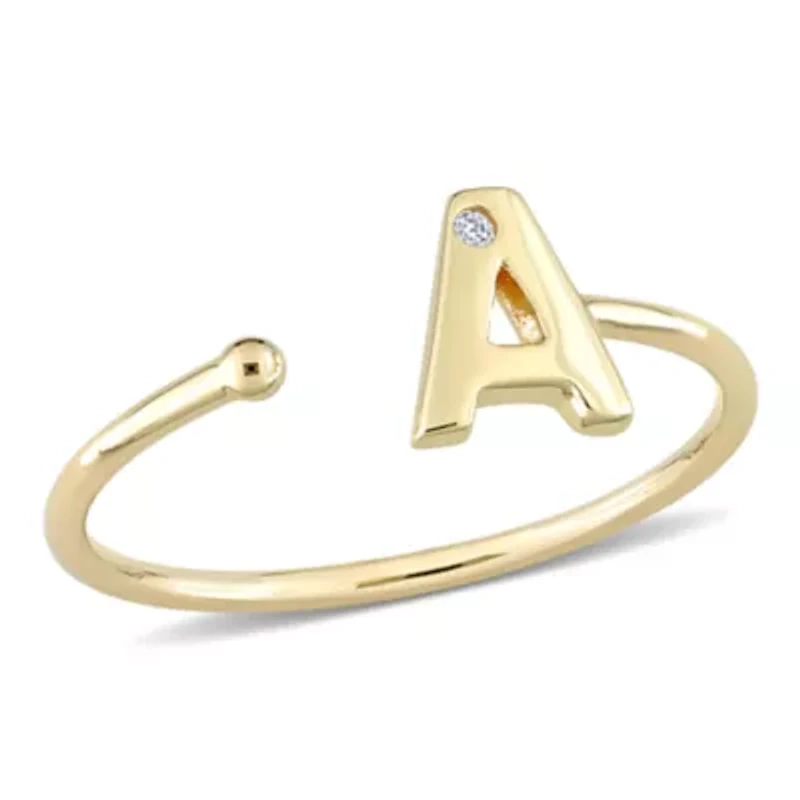 Diamond Accent Initial Ring 10K Yellow Gold