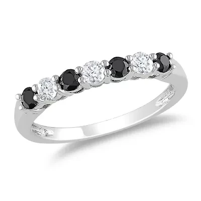 1/2 ct. t.w. Black and White Diamond Anniversary Band 10K Gold