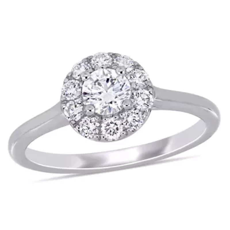 3/4 ct. t.g.w. Lab Created Diamond Halo Engagement Ring 14K White Gold