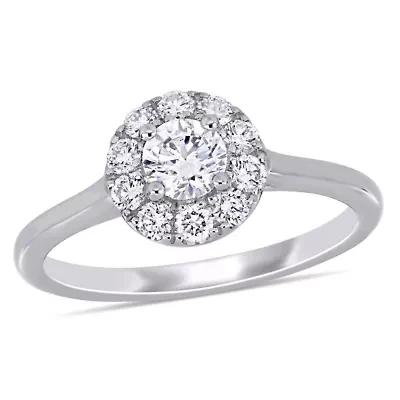 3/4 ct. t.g.w. Lab Created Diamond Halo Engagement Ring 14K White Gold