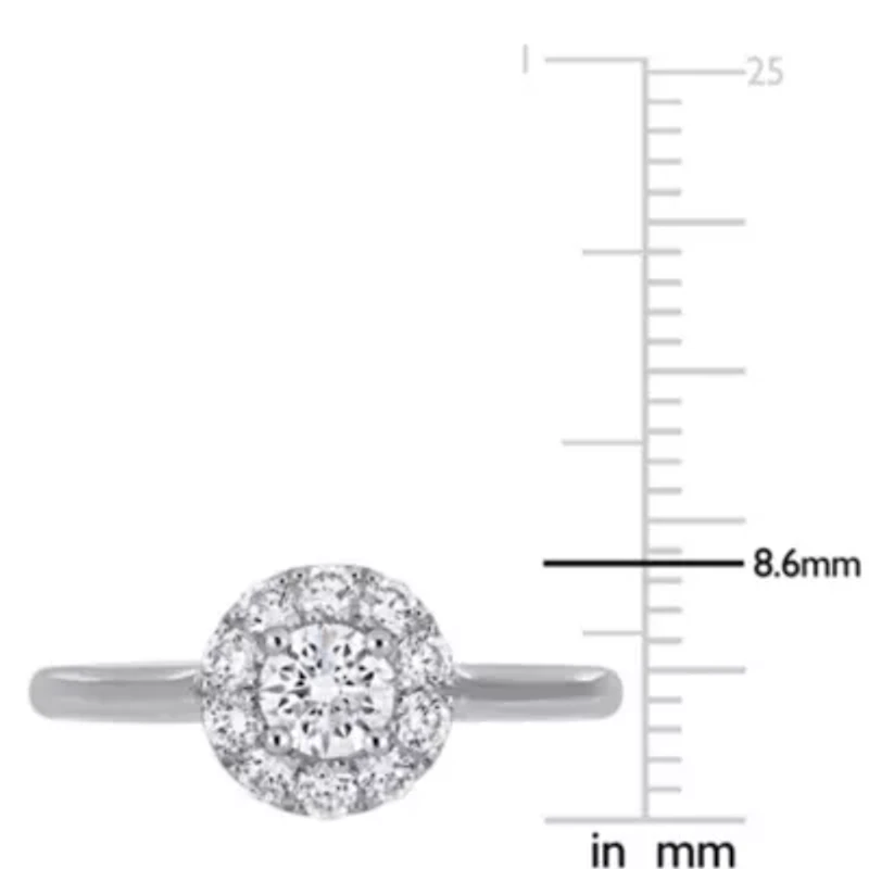 3/4 ct. t.g.w. Lab Created Diamond Halo Engagement Ring 14K White Gold