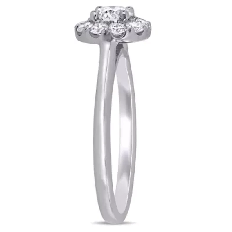 3/4 ct. t.g.w. Lab Created Diamond Halo Engagement Ring 14K White Gold