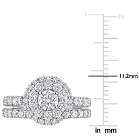 1.75 ct. t.g.w. Lab Created Diamond Double Halo Bridal Set Ring 14K White Gold